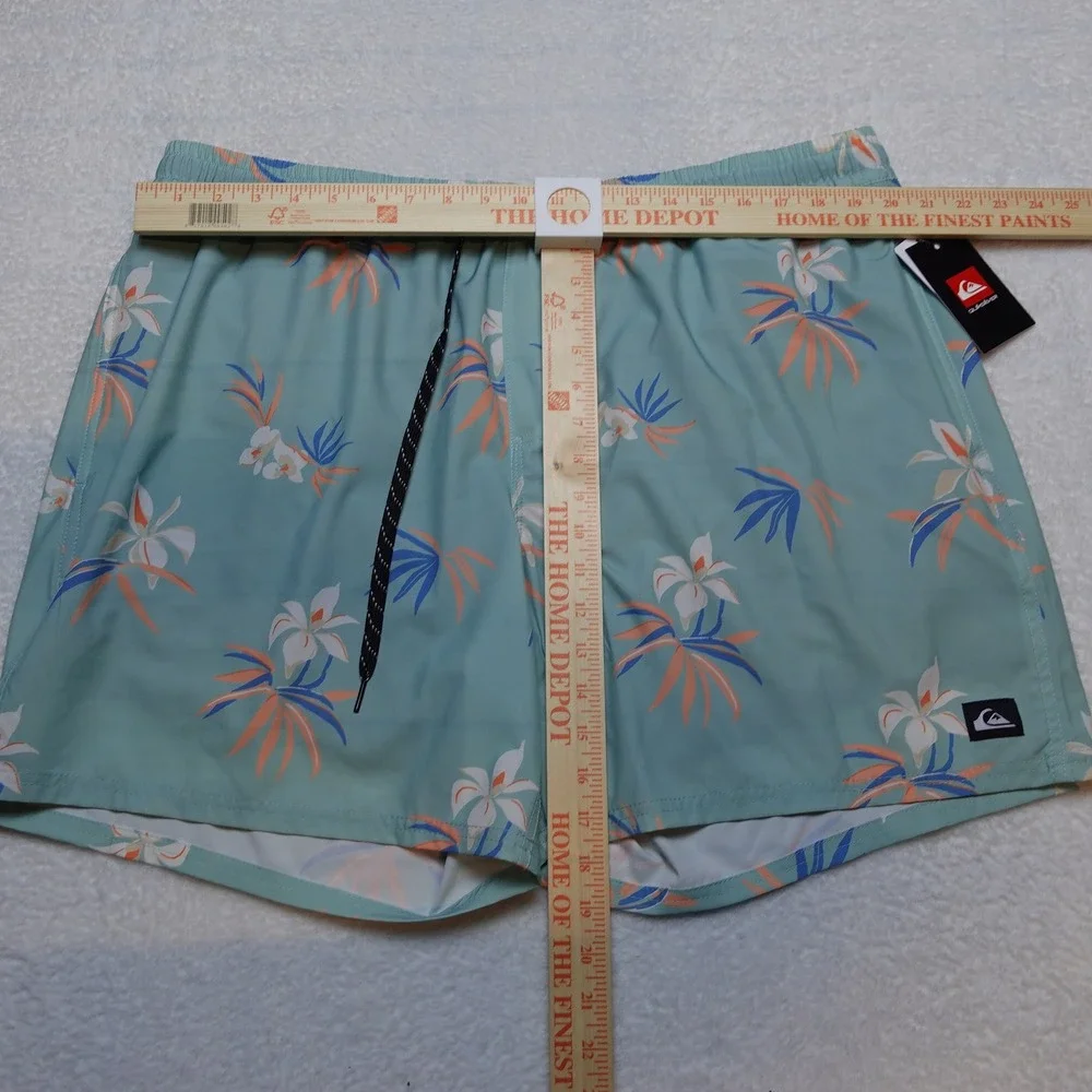 Quiksilver Swim Trunks Men 2XL Jade Grey Tropical Floral Board Shorts QSM15VL049
